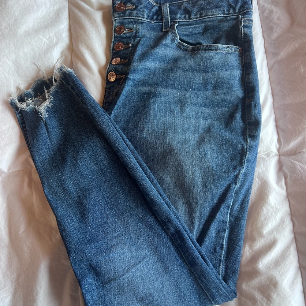 Raw Hem Button Fly Women Jeans
